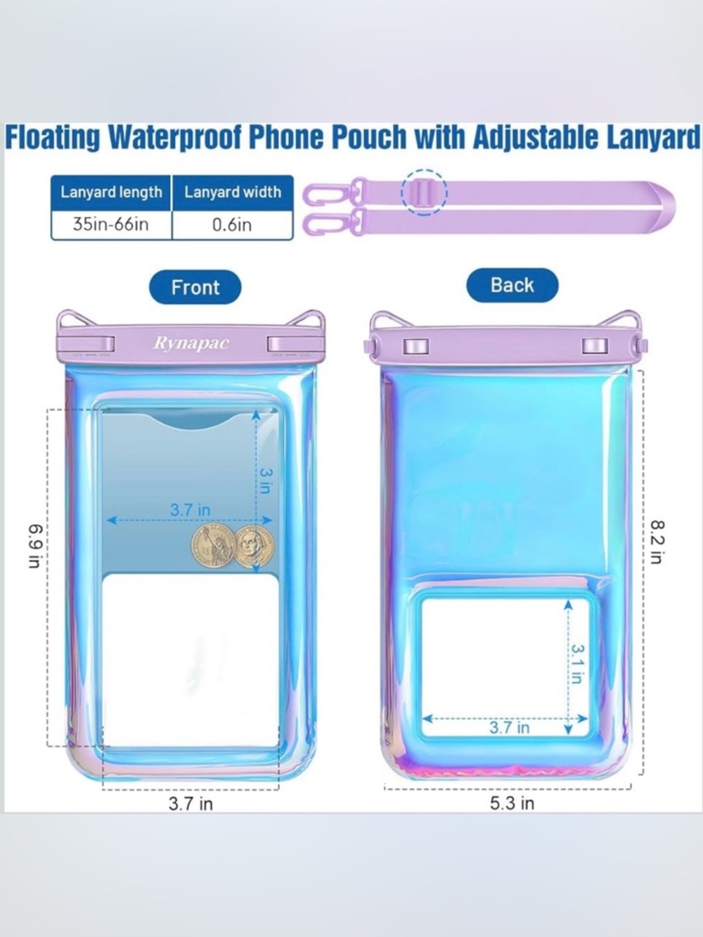 Waterproof Phone Pouch Floating, IPX8 Underwater Cell Phone Holder with Lanyard - Picture 4 of 15